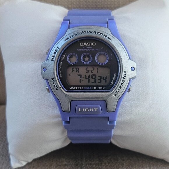 Casio Digital Wristwatch Blue Rubber Strap Multi Functional Illuminator Watch - Picture 3 of 11